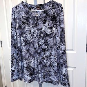 Women's Dana Bachman black / white long sleeved tunic shirt , size 1X